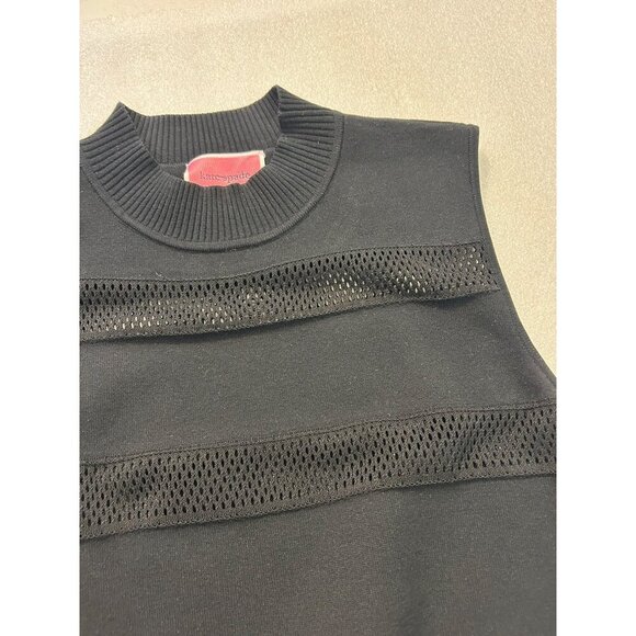 Kate Spade Black Sleeveless Mock Neck Mesh Panel Sweater Dress Womens XL - Picture 5 of 7